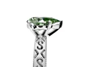 Solitaire Engagement Ring Setting for Fancy Green Pear-Shaped Center with Scrollwork Band and Prong Head in White Gold
