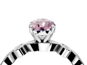 Solitaire Engagement Ring Setting for Fancy Pink Pear-Shaped Center with Milgrain Bezel Accents and Prong Head in Platinum