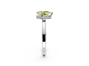 Hidden Halo Engagement Ring Setting for Fancy Yellow Pear-Shaped Center with Wide Flat Plain Band and Prong Head in Platinum