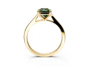 Solitaire Engagement Ring Setting for Fancy Green Radiant Cut Center with Tapered Shoulders and Prong Head in Yellow Gold