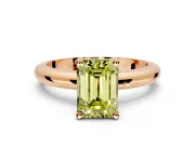 Solitaire Engagement Ring Setting for Fancy Yellow Emerald Cut Center with Wire Band and Prong Head in Rose Gold