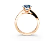 Solitaire Engagement Ring Setting for Fancy Blue Round Cut Center with Princess Cut Channel Band and Prong Head in Rose Gold