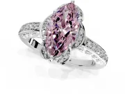 Floral Engagement Ring Setting for Fancy Pink Marquise Center with Four Accent Clusters and Prong Head in Platinum