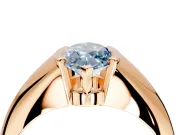 Tension Engagement Ring Setting for Fancy Blue Marquise Center with Wide Tapered Band and Tension Head in Rose Gold