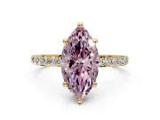 Solitaire Engagement Ring Setting for Fancy Pink Marquise Center with Pave Accents and Prong Head in Yellow Gold