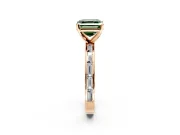 Solitaire Engagement Ring Setting for Fancy Green Asscher Cut Center with Channel Baguette Band and Prong Head in Rose Gold
