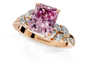 Solitaire Engagement Ring Setting for Fancy Pink Radiant Cut Center with Marquise Accent Twist Band and Prong Head in Rose Gold