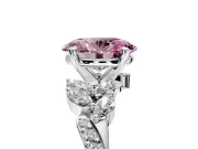 Solitaire Engagement Ring Setting for Fancy Pink Oval Center with Marquise Accent Twist Band and Prong Head in Sterling Silver