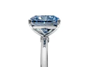 Solitaire Engagement Ring Setting for Fancy Blue Radiant Cut Center with Straight Thin Band and Prong Head in Sterling Silver