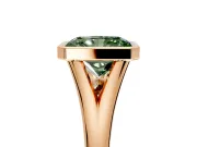 Solitaire Engagement Ring Setting for Fancy Green Radiant Cut Center with V Split Shank and Bezel Head in Rose Gold