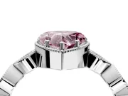 Vintage Station Engagement Ring Setting for Fancy Pink Heart-Shaped Center with Accents and Prong Head in White Gold