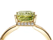 Hidden Halo Engagement Ring Setting for Fancy Yellow Princess Cut Center with Wide Flat Plain Band and Prong Head in Yellow Gold