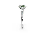 Bar-Set Engagement Ring Setting for Fancy Green Pear-Shaped Center with Tapered Baguette Accents and Prong Head in Platinum