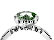 Solitaire Engagement Ring Setting for Fancy Green Heart-Shaped Center with Beaded Shoulders and Prong Head in Platinum