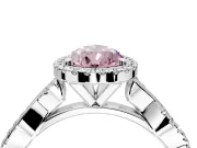 Halo Engagement Ring Setting for Fancy Pink Pear-Shaped Center with Pave and Plain Twist Band and Prong Head in Sterling Silver