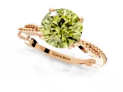 Solitaire Engagement Ring Setting for Fancy Yellow Round Cut Center with Twist Band and Bead Prong Head in Rose Gold