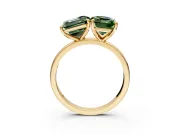 Fancy Green Asscher Cut and Emerald Cut Lab-Grown Diamond Toi et Moi Engagement Ring with Prong-Set Stones in Yellow Gold