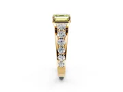 Solitaire Engagement Ring Setting for Fancy Yellow Asscher Cut Center with Graduated Shared Prongs and Prong Head in Yellow Gold