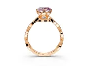 Solitaire Engagement Ring Setting for Fancy Pink Heart-Shaped Center with Accented Twist Band and Leaf Prong Head in Rose Gold