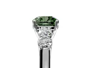5 Stone Engagement Ring Setting for Fancy Green Cushion Cut Center with Equal Close-Set Accents and Prong Head in Platinum