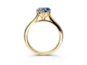 Solitaire Engagement Ring Setting for Fancy Blue Heart-Shaped Center with Narrow Cathedral Band and Prong Head in Yellow Gold