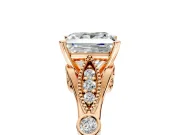Solitaire Engagement Ring Setting for Princess Cut Center with Marquise and Bezel Accents and Prong Head in Rose Gold