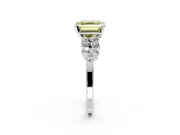 Cluster Engagement Ring Setting for Fancy Yellow Asscher Cut Center with 2-Row Shoulder Clusters and Prong Head in Platinum
