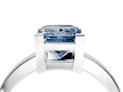 Solitaire Engagement Ring Setting for Fancy Blue Princess Cut Center with Plain Band and Flat Tab Prong Head in Platinum