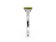 3 Stone Engagement Ring Setting for Fancy Yellow Emerald Cut Center with Channel Baguette Accents and Prong Head in Platinum