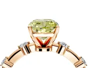 Solitaire Engagement Ring Setting for Fancy Yellow Cushion Cut Center with Bezel Station Band and Prong Head in Rose Gold