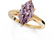 Solitaire Engagement Ring Setting for Fancy Pink Marquise Center with Flat-Sided Plain Band and Prong Head in Yellow Gold