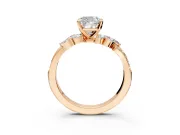 Solitaire Engagement Ring Setting for Cushion Cut Center with Marquise Accent Twist Band and Prong Head in Rose Gold