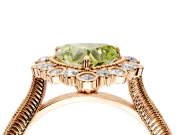 Milgrain Halo Engagement Ring Setting for Fancy Yellow Heart-Shaped Center with Bezel Point Accents and Prong Head in Rose Gold