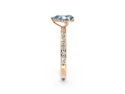 Hidden Halo Engagement Ring Setting for Fancy Blue Pear-Shaped Center with Pave Band and Prong Head in Rose Gold
