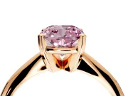 Solitaire Engagement Ring Setting for Fancy Pink Cushion Cut Center with Knife Ridge Band and Claw Prong Head in Rose Gold