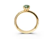 Solitaire Engagement Ring Setting for Fancy Green Pear-Shaped Center with Scrollwork Band and Prong Head in Yellow Gold