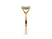 Minimalist Solitaire Engagement Ring Setting for Emerald Cut Center with Thin Band and Prong Head in Yellow Gold