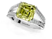 Split Shank Engagement Ring Setting for Fancy Yellow Asscher Cut Center with Pave Split Shank and Prong Head in Platinum