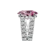 Solitaire Engagement Ring Setting for Fancy Pink Oval Center with Pave Split Shank and Prong Head in Sterling Silver