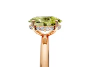 Hidden Halo Engagement Ring Setting for Fancy Yellow Oval Center with Thin Rounded Band and Prong Head in Rose Gold