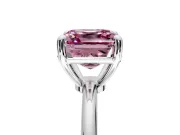 Minimalist Solitaire Engagement Ring Setting for Fancy Pink Asscher Cut Center with Thin Band and Prong Head in White Gold