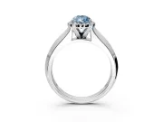 Halo Engagement Ring Setting for Fancy Blue Pear-Shaped Center with Knife Ridge Cathedral Band and Prong Head in Sterling Silver