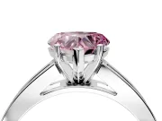 Solitaire Engagement Ring Setting for Fancy Pink Heart-Shaped Center with Princess Cut Channel Band and Prong Head in Sterling Silver