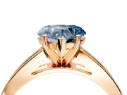 Solitaire Engagement Ring Setting for Fancy Blue Heart-Shaped Center with Princess Cut Channel Band and Prong Head in Rose Gold