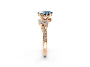 Solitaire Engagement Ring Setting for Fancy Blue Oval Center with Marquise Accent Twist Band and Prong Head in Rose Gold