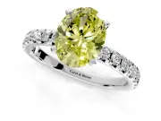 Solitaire Engagement Ring Setting for Fancy Yellow Oval Center with Large Accents and Prong Head in Sterling Silver