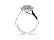 Halo Engagement Ring Setting for Princess Cut Center with Single-Row Pave, Open Basket and Prong Head in Sterling Silver