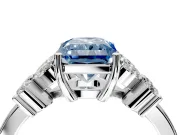Floral Engagement Ring Setting for Fancy Blue Radiant Cut Center with Marquise Cluster Shoulders and Prong Head in Sterling Silver