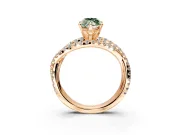 Solitaire Engagement Ring Setting for Fancy Green Marquise Center with Woven 3-Strand Pave Band and Prong Head in Rose Gold
