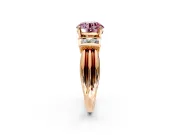 Solitaire Engagement Ring Setting for Fancy Pink Round Cut Center with Grooved Bar Accent Band and Prong Head in Rose Gold